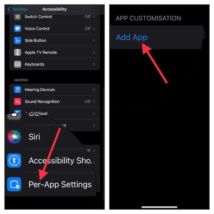 Per App Accessibility setting on iOS