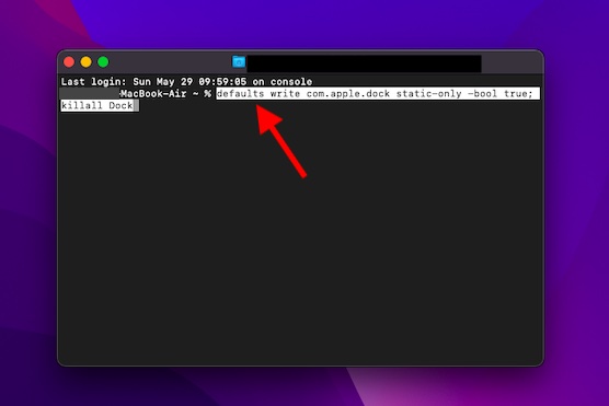 Use Terminal command to show only open apps in Mac Dock 