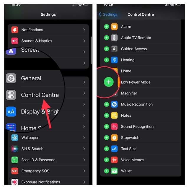 scroll down a bit and choose Control Center