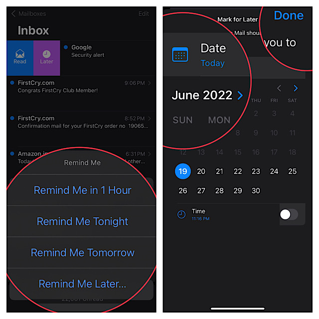 Set a Reminder for Email in iOS 16/iPadOS 16 on iPhone and iPad