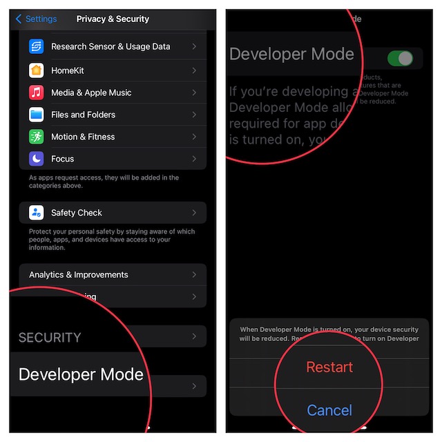 Enable and Use Developer Mode in iOS 16 on iPhone and iPad