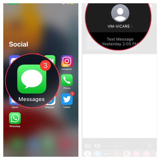 Open Messages app on iPhone