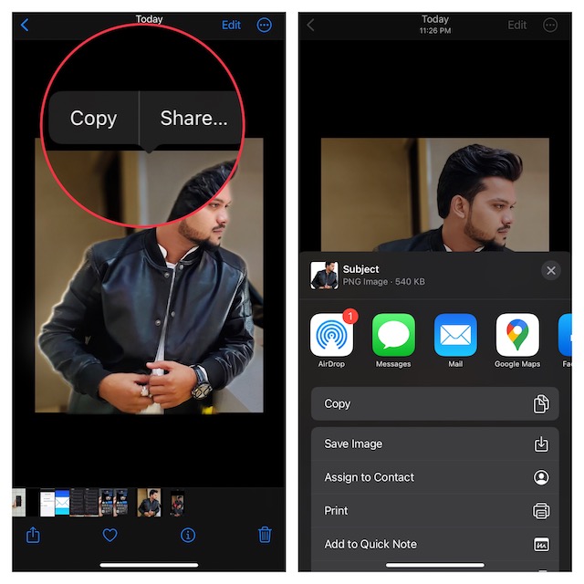 Use Copy/Share Option to Remove Background from Photos in iOS 16