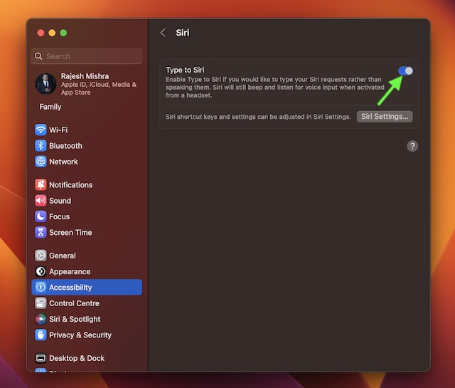 How to Enable Type to Siri in macOS 13 Ventura on Mac