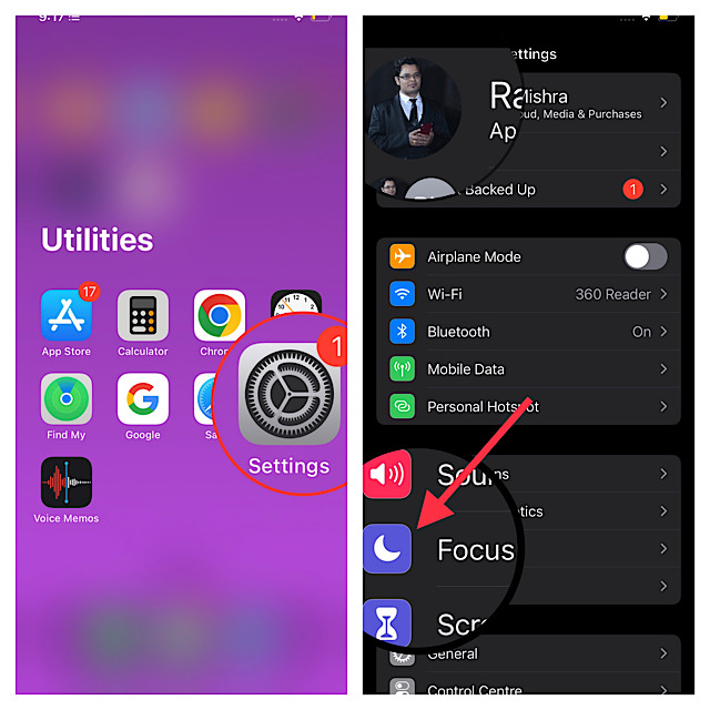 Focus in iOS setting 