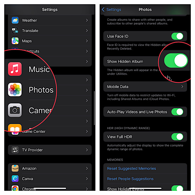 Lock Hidden Album with Face ID/Touch ID on iPhone and iPad 
