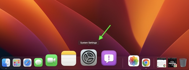 Open Settings app on Mac 