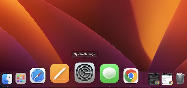 Open System Settings app on Mac 
