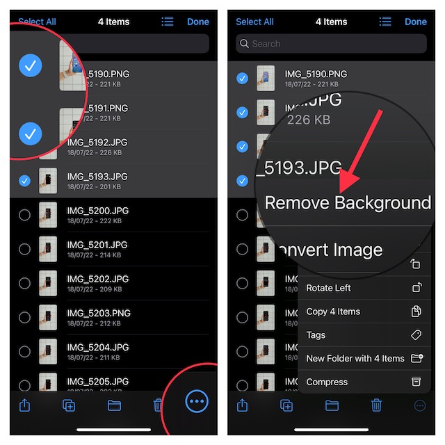 Remove Background from Several Photos at Once in Files App on iPhone and iPad 