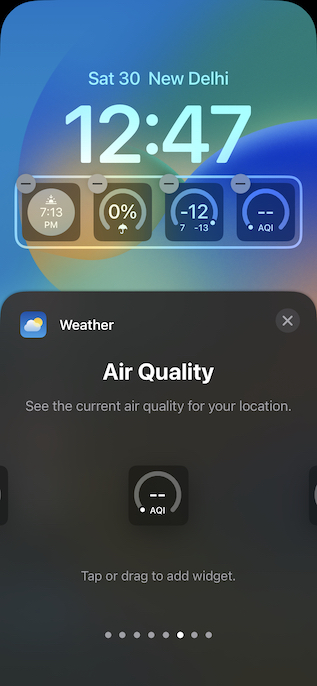 iPhone Lock Screen weather widget 
