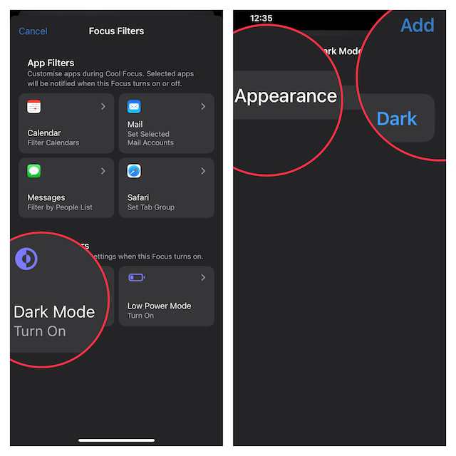 tap the Dark Mode card