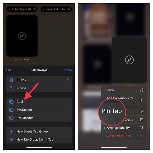 Easy Way to Pin a Tab to a Tab Group in Safari on iOS 16 and iPadOS 16