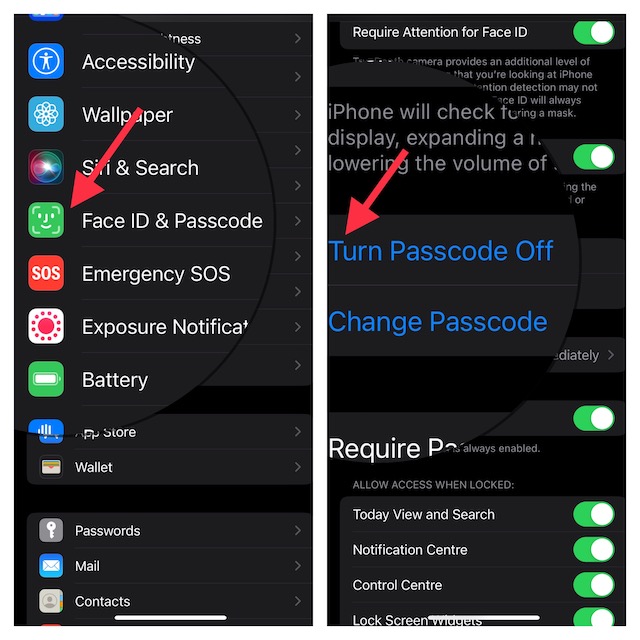 Enable Passcode on iPhone 