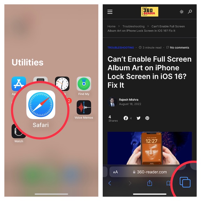 open Safari on your iPhone or iPad
