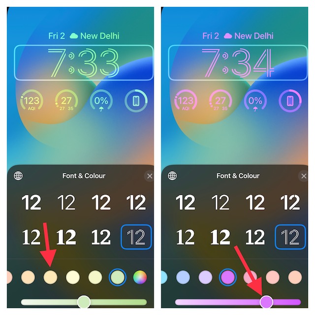 simply tap on the desired color circle