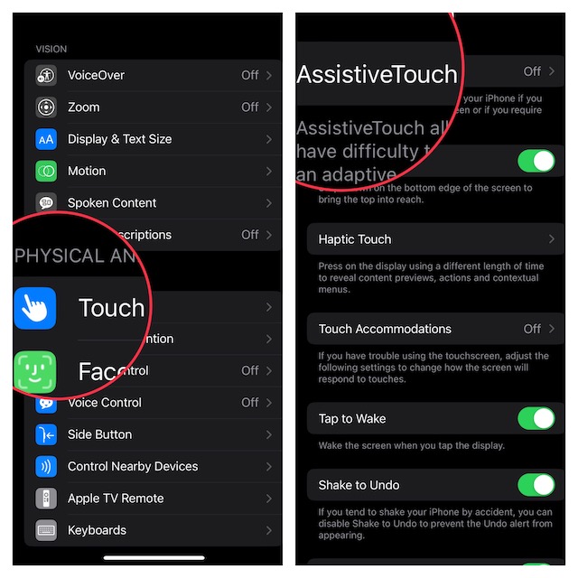 tap on AssistiveTouch
