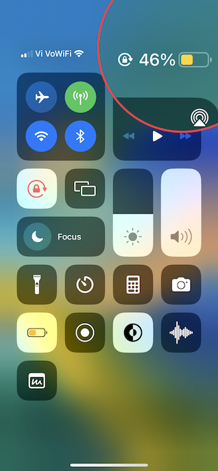 Show Battery Percentage in the Control Centre 