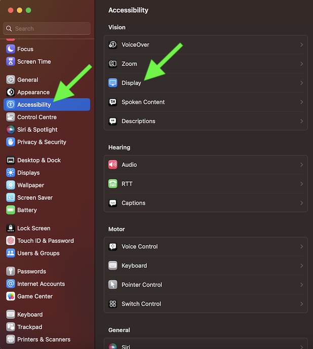 Choose Display in System Settings on Mac