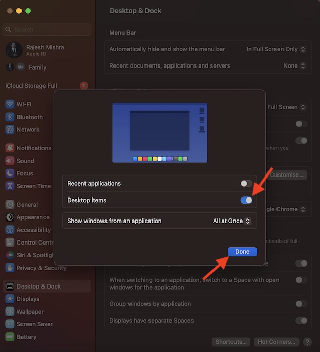 Permanently show desktop items in stage manager in macOS 13 Ventura