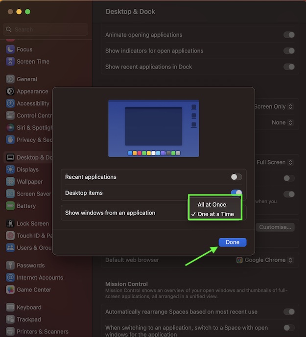 stop showing all windows from an app at once in Stage Manager on Mac