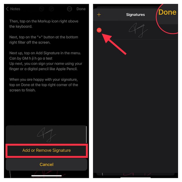 Completely delete signature on iPhone and iPad