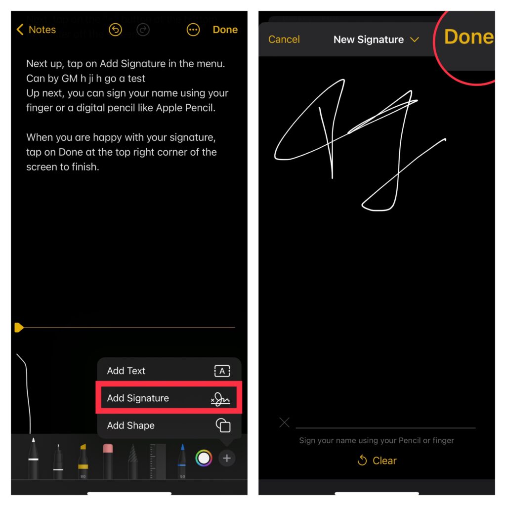Create signature on iPhone and iPad