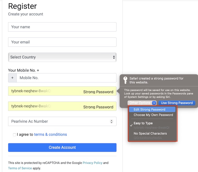 Customize Safari Strong Passwords in macOS Ventura