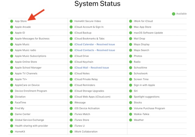 App Store server status
