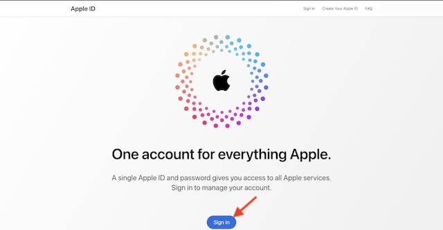 Sign in to your Apple ID on web