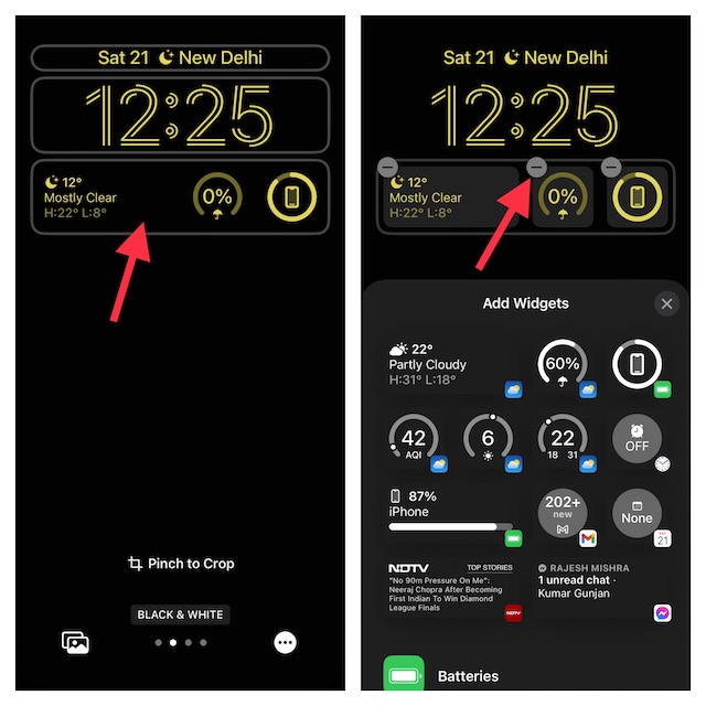 Change lock screen widgets on iPhone