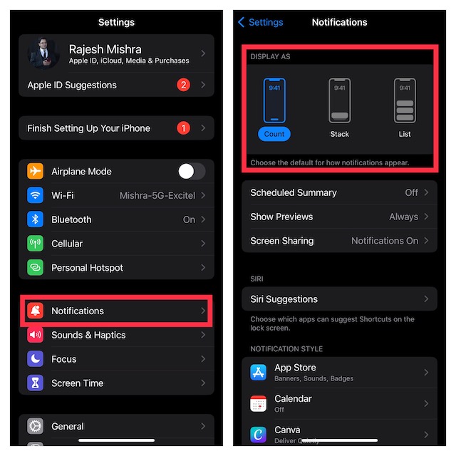 Customize how notifications appears on iPhone