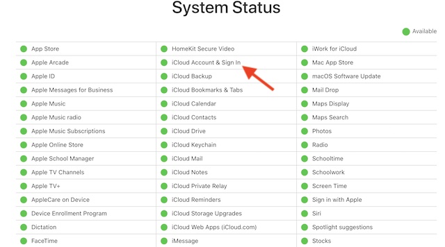 Check Apple system status