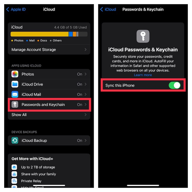 Enable iCloud Keychain on iPhone and iPad