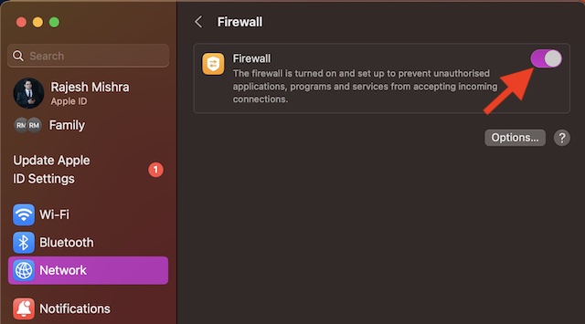 Enable or disable Firewall on Mac