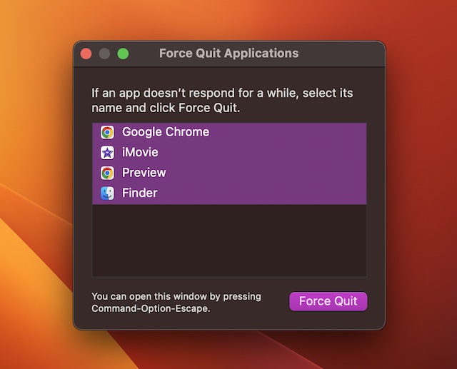 Force quit apps on Mac