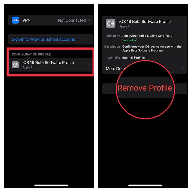 Remove the iOS Beta Profile 1 1