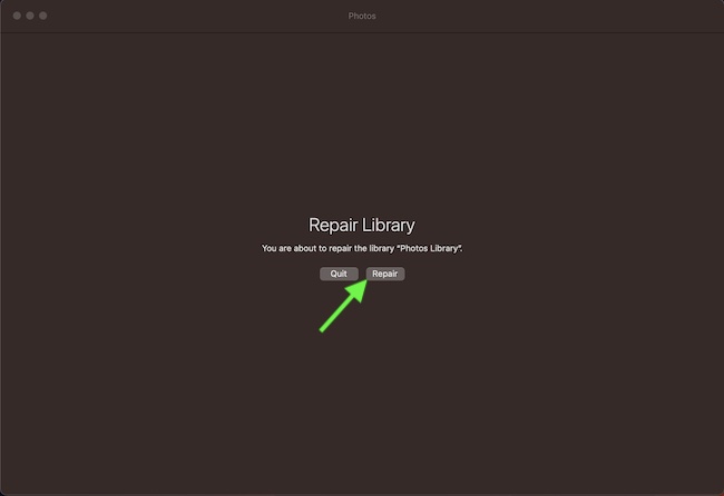 Use photos repair library tool on Mac