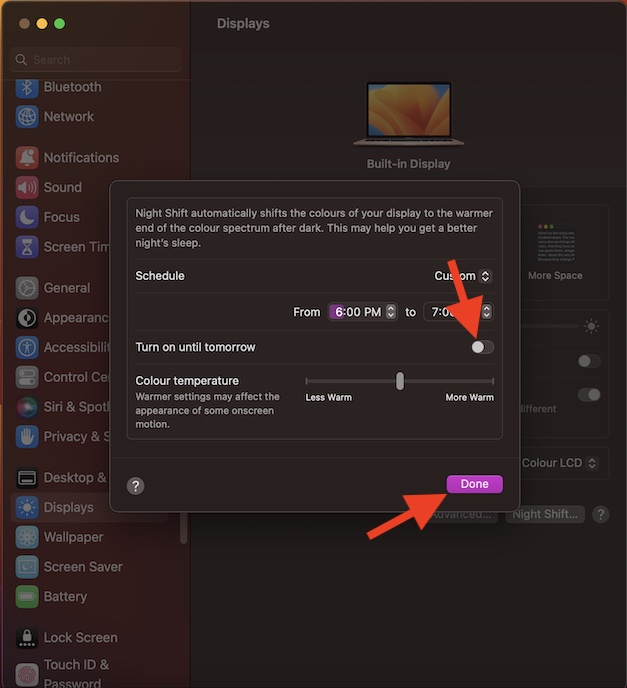 Disable Night Shift on your Mac