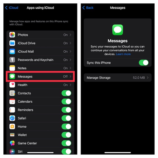 Enable iCloud Sync for Messages on iPhone and iPad