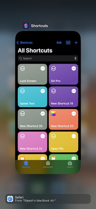 Force Quit Shortcuts app on iPhone or iPad