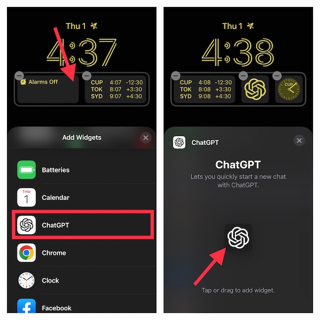 Add ChatGPT widget on iPhone Lock Screen