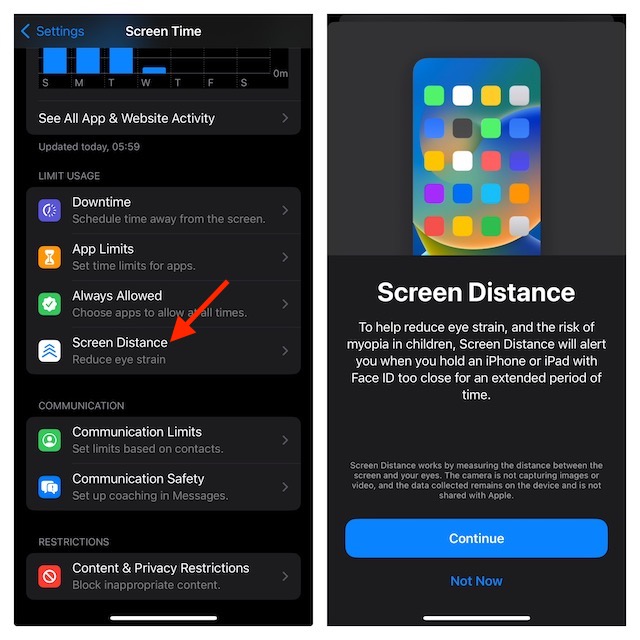Enable Screen Distance in ios 17