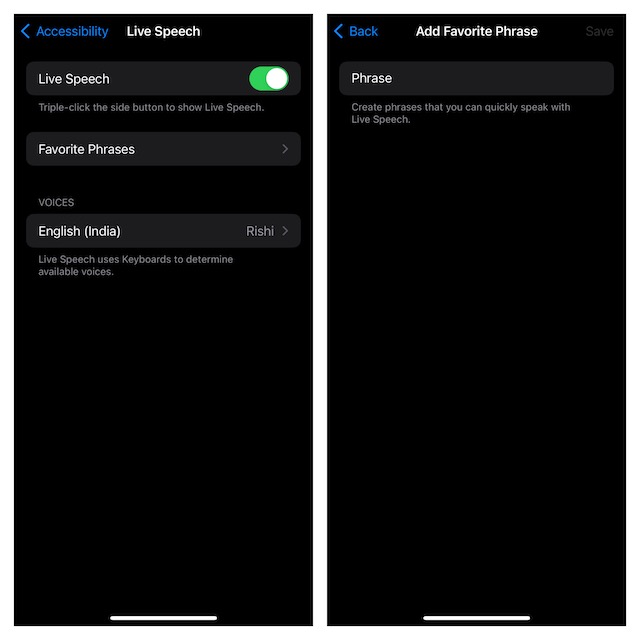 Enable and customize Live Speech in iOS 17