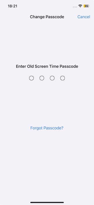 Change Screen Time passcode