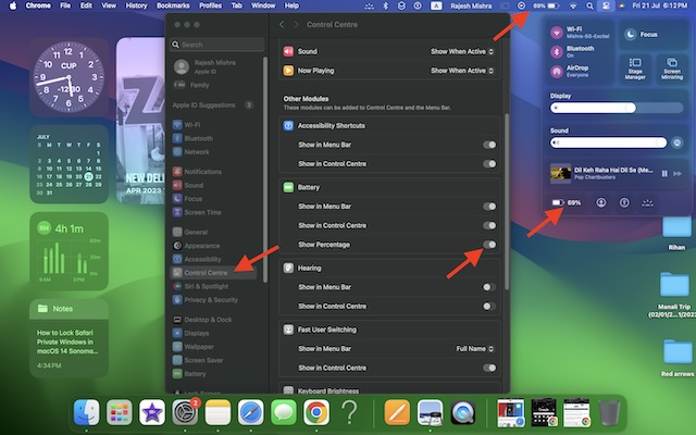 Display battery percentage on Mac menu bar