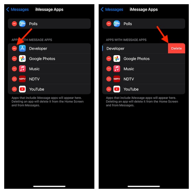 delete iMessage apps on iPhone and iPad