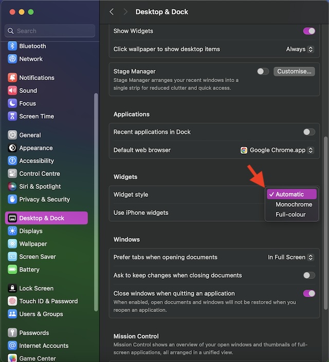 Customize widget style on Mac
