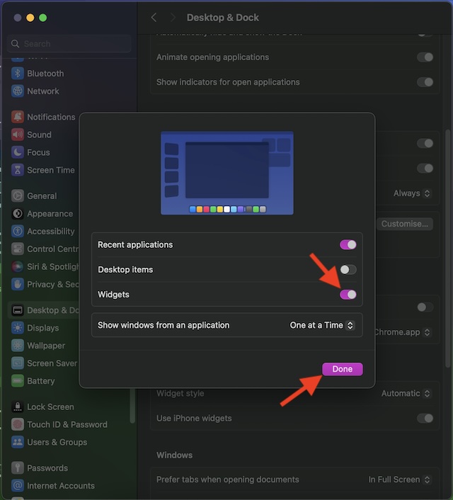 Show desktop widgets on Mac when Stage Manager is enabled on Mac