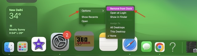 remove a web app from the Mac dock