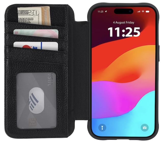 Case Mate Leather Wallet Case for iPhone 15 Pro